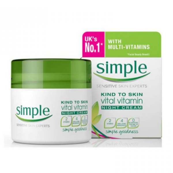 کرم شب مدل Vital Vitamin حجم ۵۰ میل سیمپل ا Simple Kind to Skin Vital Vitamin Night Cream